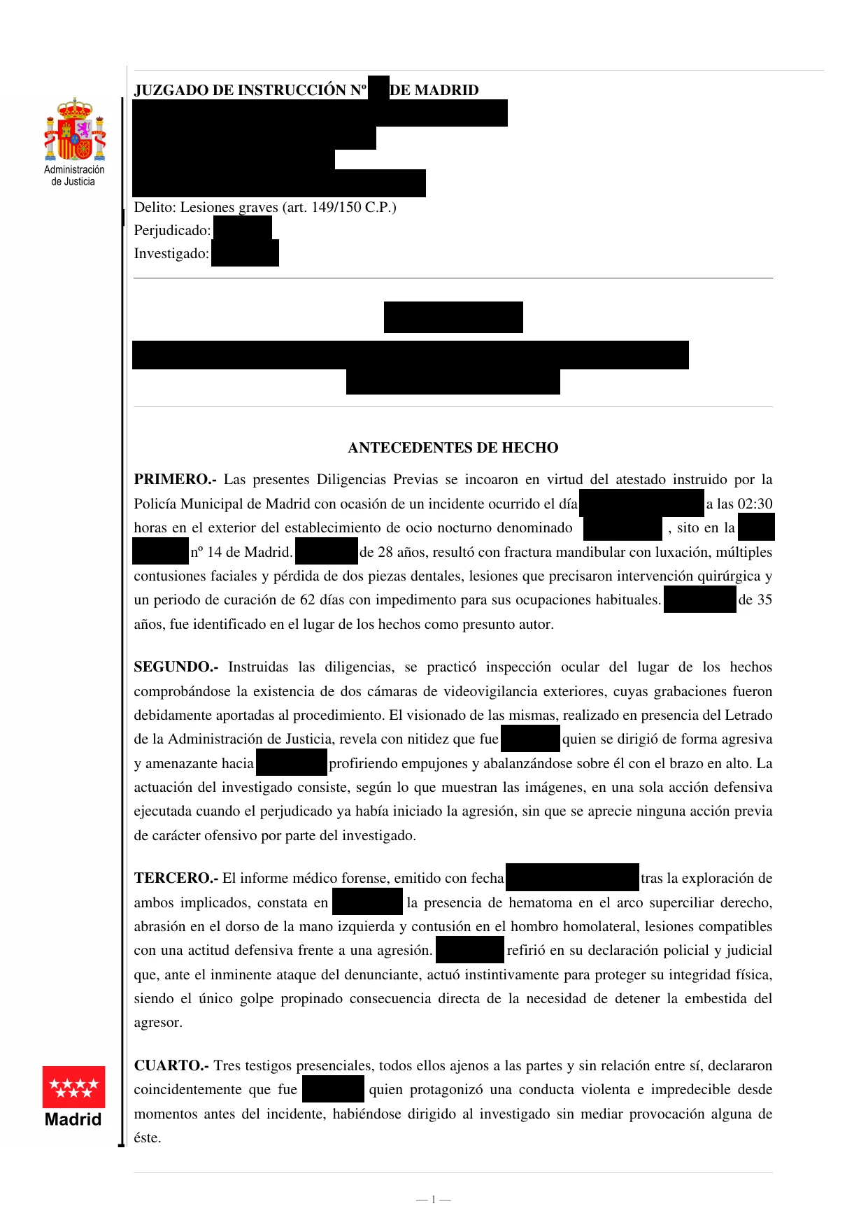 Auto de sobreseimiento libre por lesiones graves